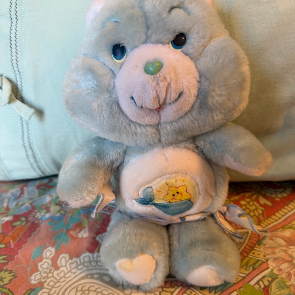 Blue Care bear Tugs Plush Bear with Heart and Sun Embroidery